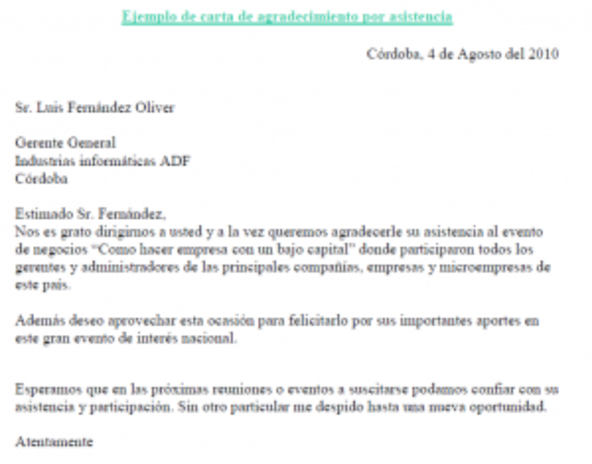 Carta de agradecimiento por participación en conferencia - Carta Creativa