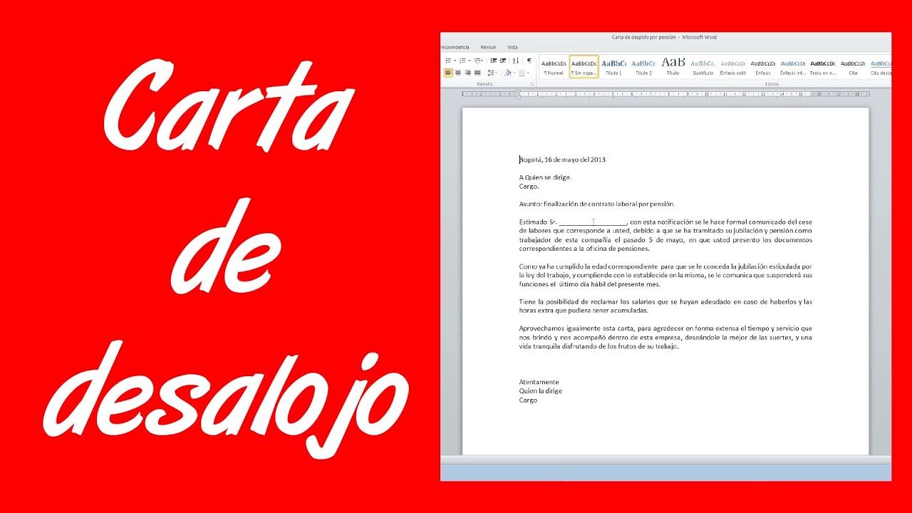 Carta de desalojo a inquilinos en Colombia - Carta Creativa