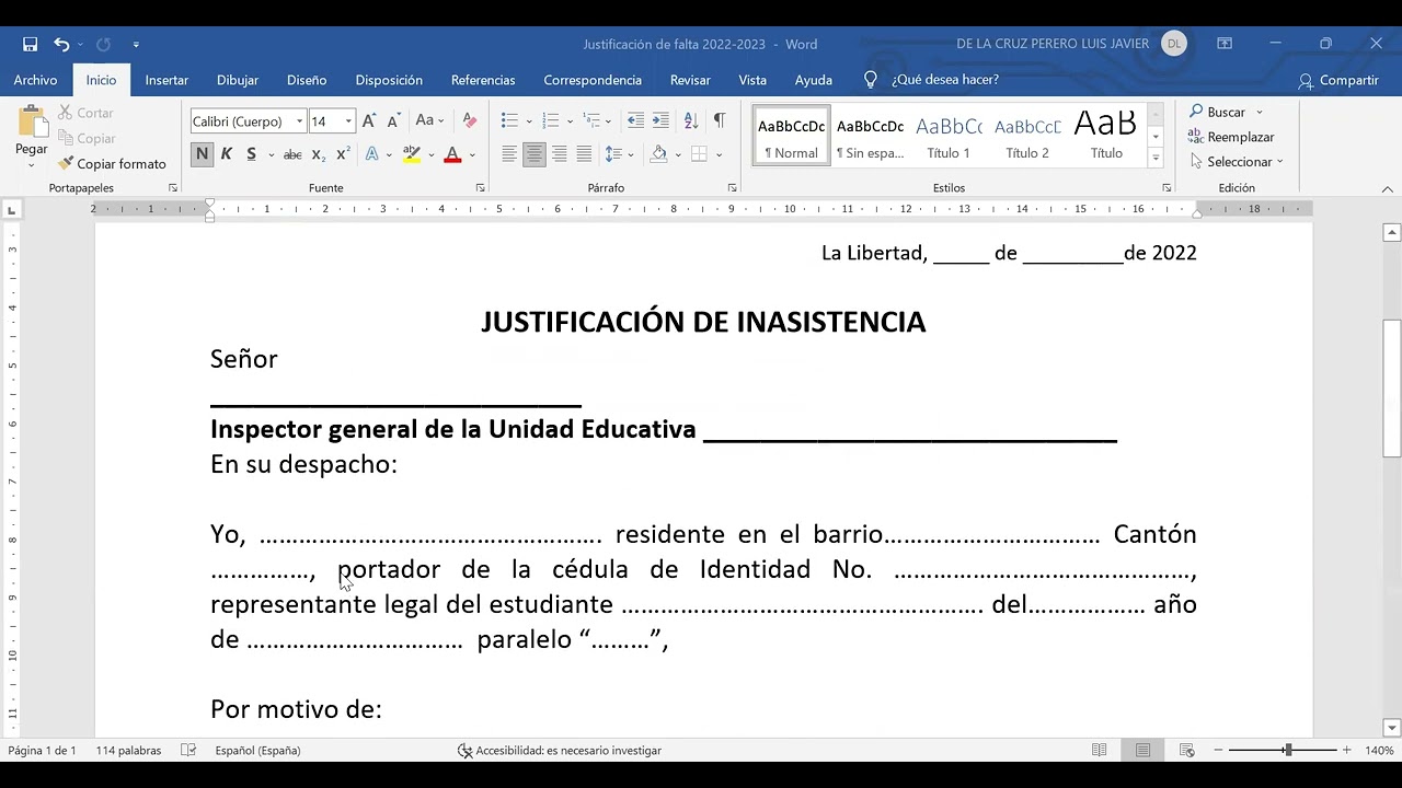 Como Hacer Una Carta De Justificacion Por Inasistencia