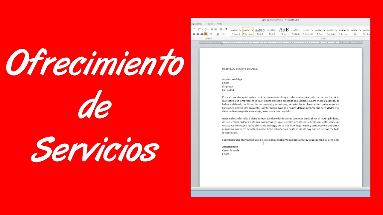Carta De Ofrecimiento De Servicios A Una Empresa