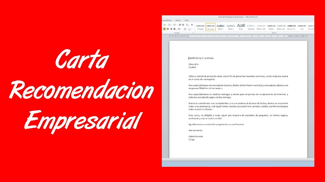 Carta De Recomendacion Para Una Empresa De Servicios