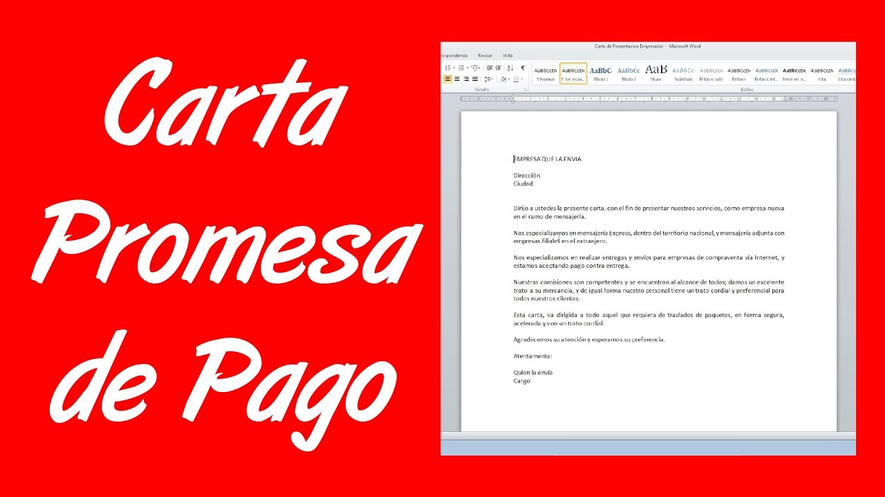 Carta Responsiva de Pago de Dinero - Carta Creativa