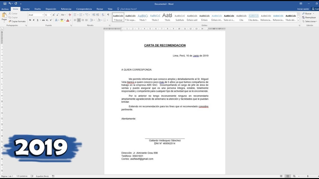 Cómo hacer una carta de recomendación personal para un trabajo - Carta